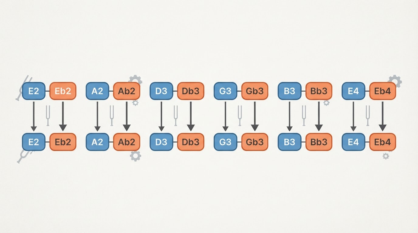 Half Step Down Tuning: Notes, How to Tune Down, and Songs