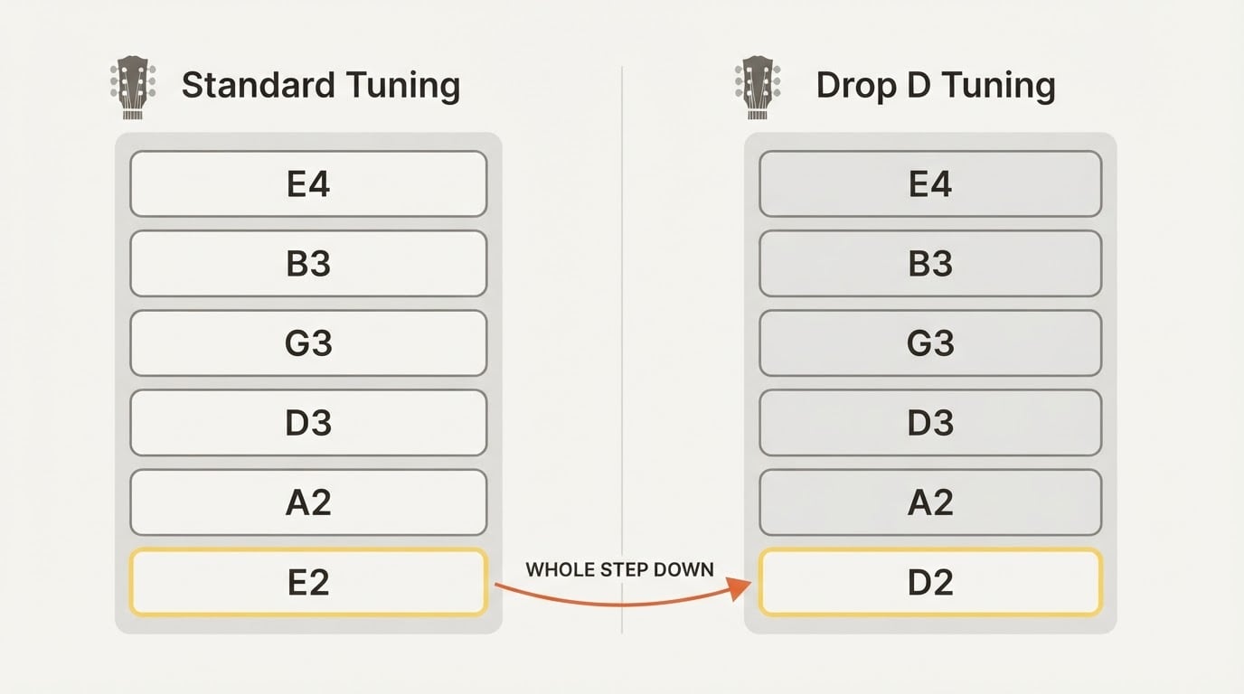 Drop D Tuning: Notes, Tuning Steps, and One-Finger Power Chords