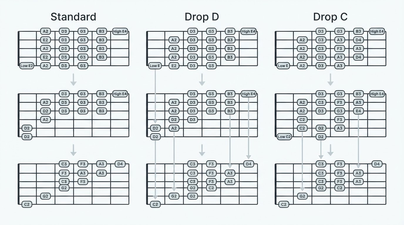 Drop C Tuning: Notes, How to Tune, and What Changes